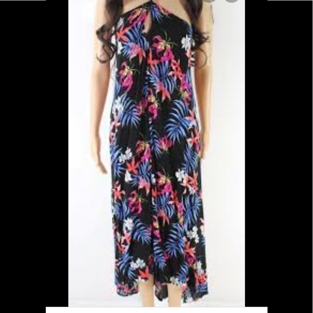 Lovestitch Tropical Print Halter Keyhole Dress S/M - Picture 6 of 8